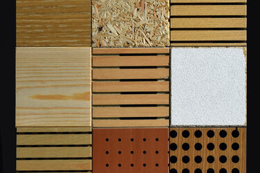 Nine different wood materials lined up as a collage