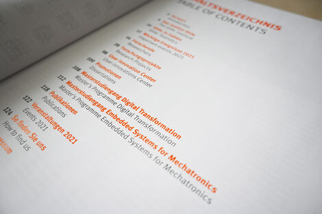 Two pages with a table, the topic is the table of contents of the 2021 annual report