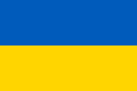 A blue over a yellow area forms the flag of Ukraine.