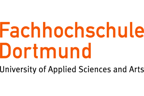 Logo of Fachhochschule Dortmund, consisting of the name in orange letters and the subtitle: University of Applied Sciences and Arts